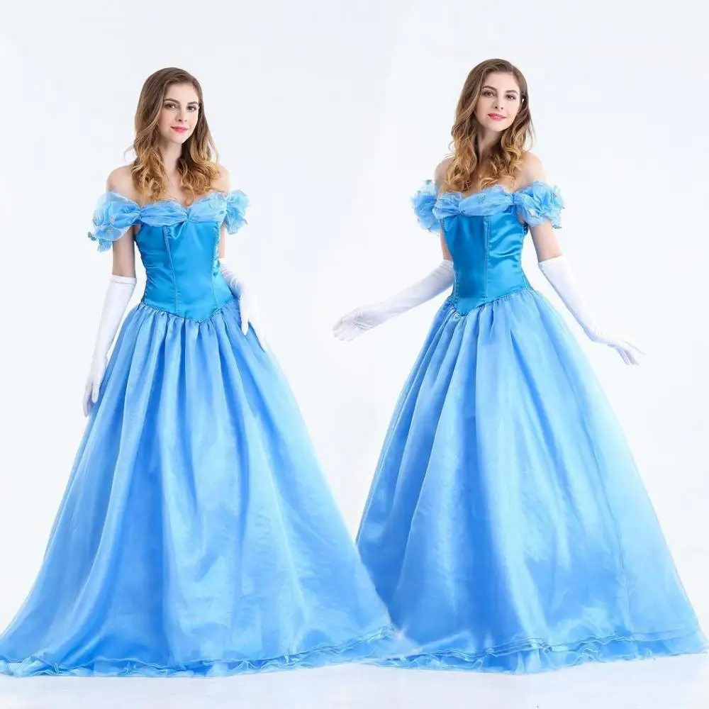 

New Game orm Role-plang Cinderella Blue Princ Costume loween Queen Outfit Women's Traditional Ethnic Stage Costume