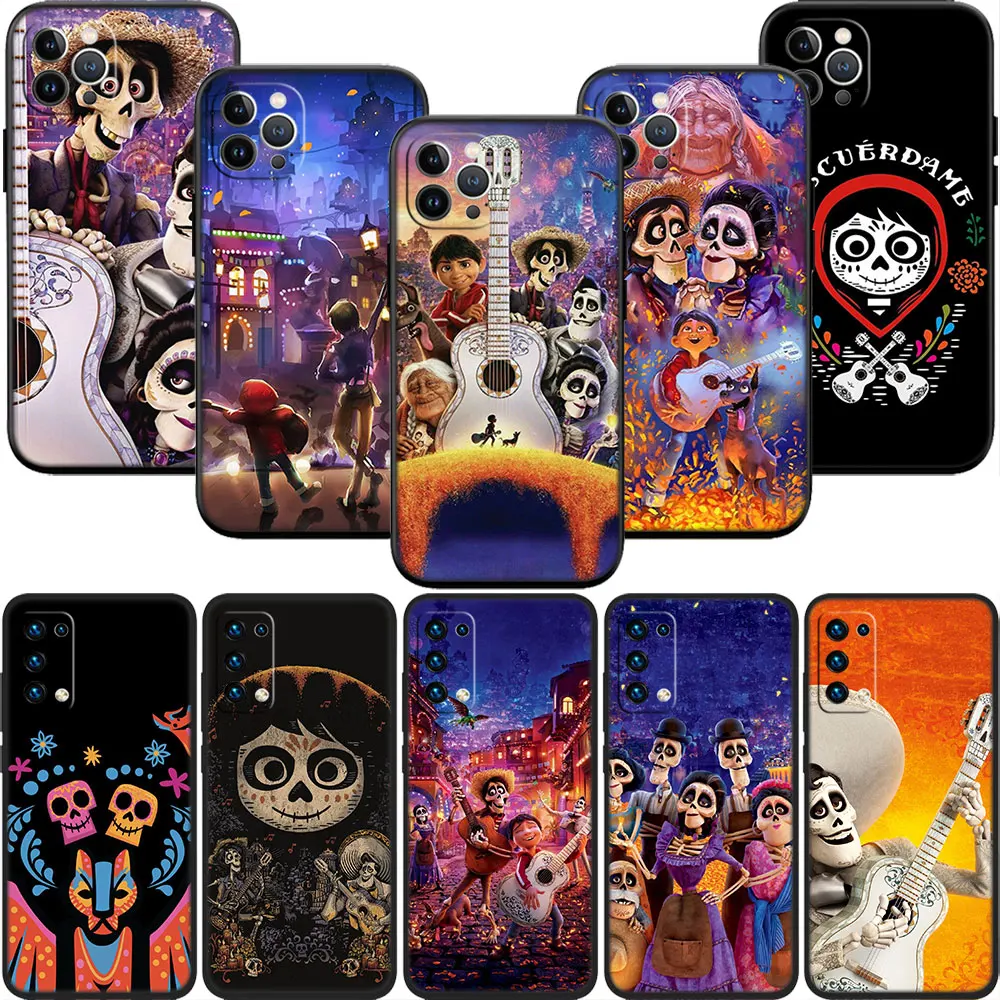 Coque de téléphone souple CJ37 Disney Coco pour iPhone 16 15 14 13 12 Pro Max Plus Mini