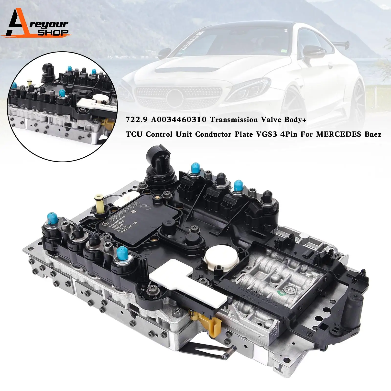 

Areyourshop 722.9 A0034460310 Transmission Valve Body+ TCU Control Unit For MERCEDES Bnez