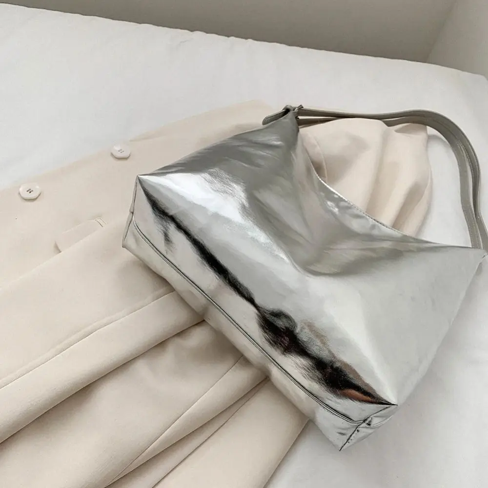 أزياء عالية السعة حمل حقيبة بو الجلود الفضة الذهب مصمم حقيبة أعلى مقبض حقيبة يد المرأة #5