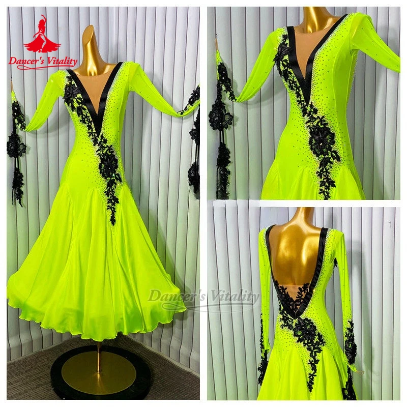 

Стандартное платье для социальных танцев с сетчатыми вставками для венского вальса, для выступлений и соревнований, индивидуальный пошив, для танцовщиц, подчеркивающее фигуру, для фокстрота, с облегающими бедрами элементами