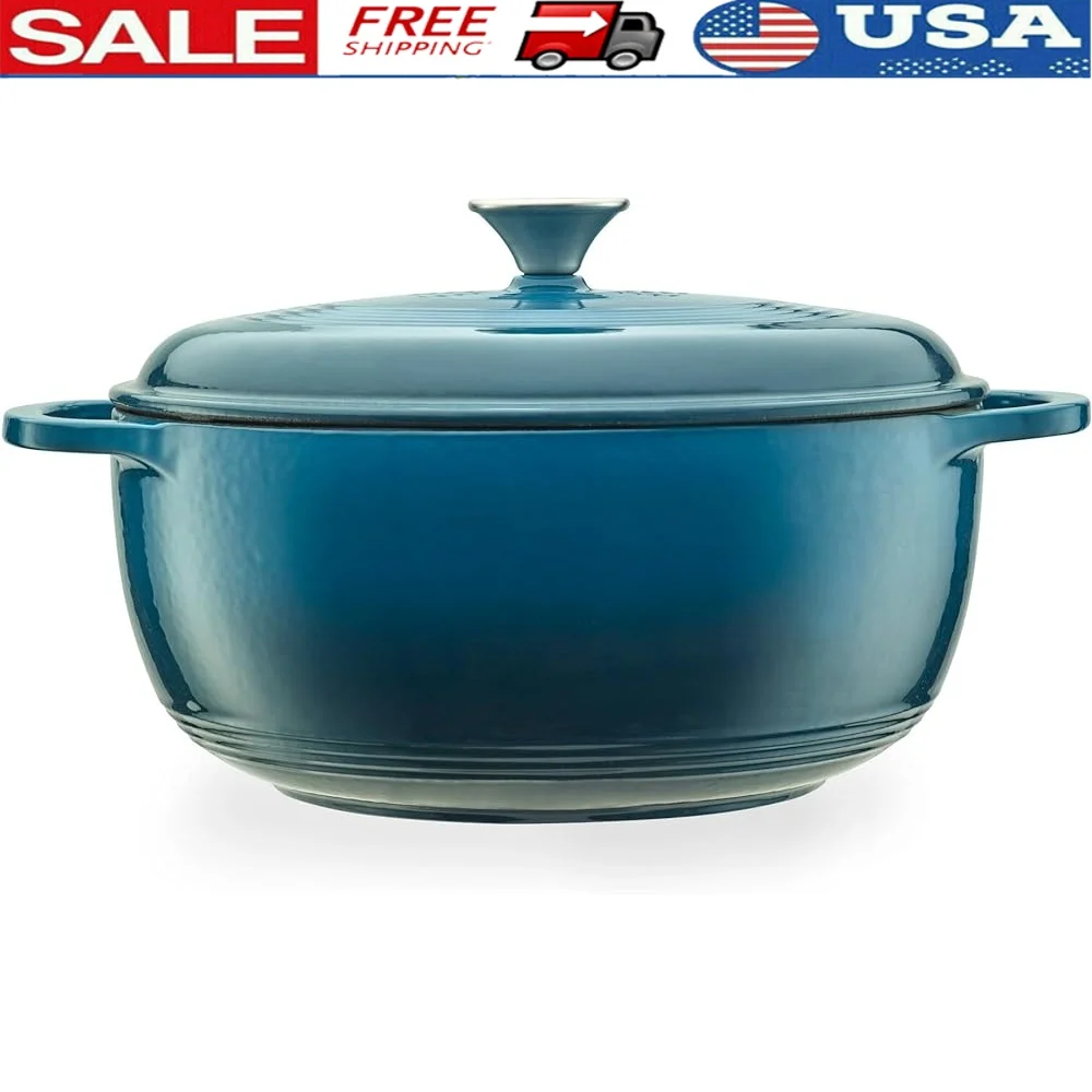 

Эмалированная чугунная круглая голландская духовка, 6qt, кухонная посуда с антипригарным покрытием, сверхмощная термоудерживающая, идеальная выпечка, жаровня, рагу
