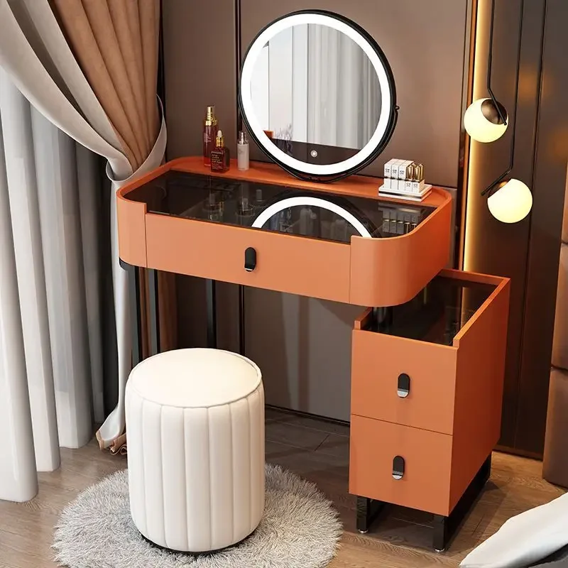 #￥Dressing table bedroom modern and simple small apartment mirror stool vanity table storage cabinet integrated bedroomfurniture