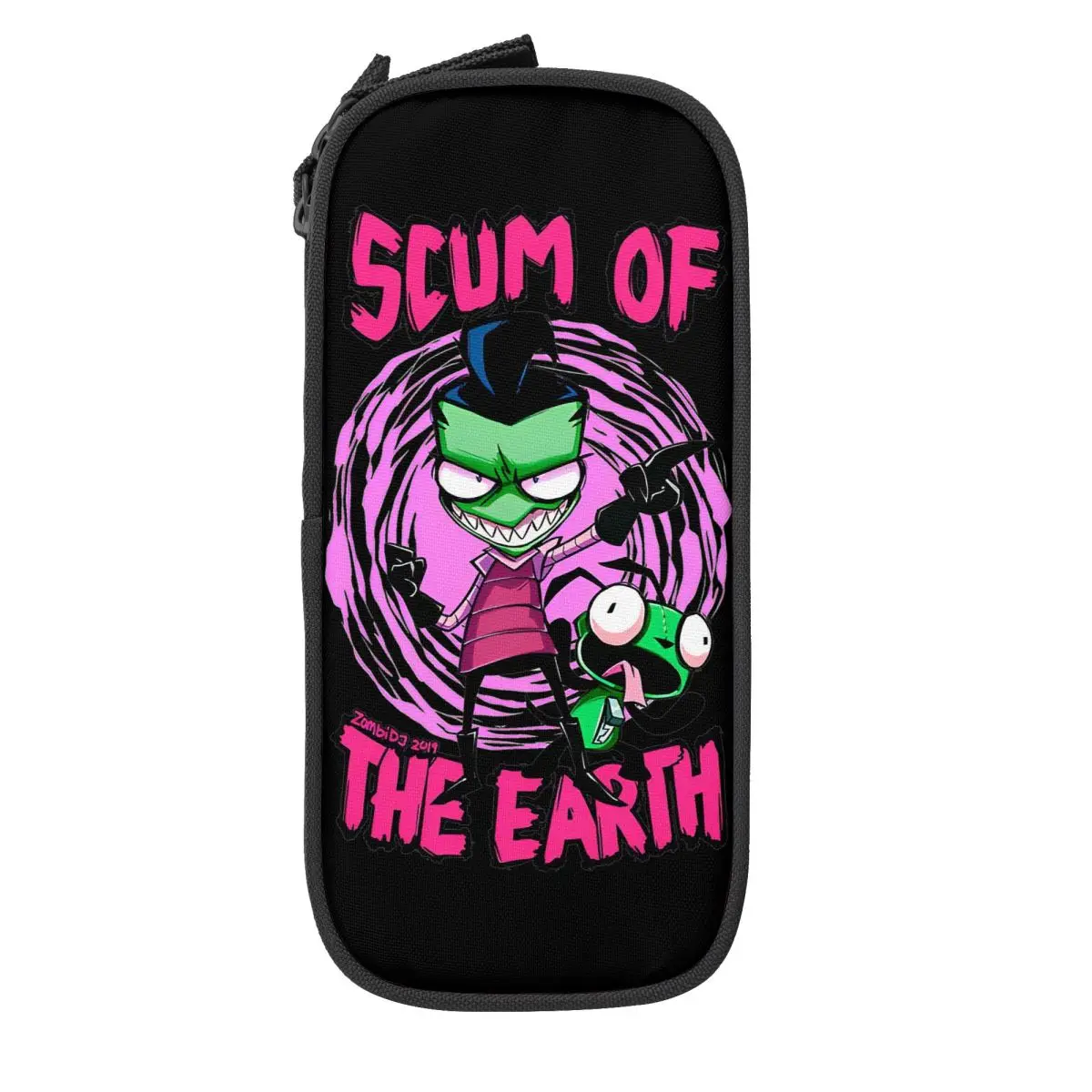 INVADER ZIM Gir Dib Pencil Case Fun Aliens Cartoons Pen Box Bags Student Large Storage Students School Zipper Pencilcases