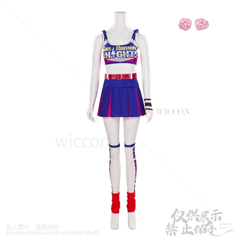 Anime Lollipop Chainsaw Cosplay Juliet Costume Cheerleader Cos Fantasy Halloween Carnival Party Accessories Double Ponytail Wigs