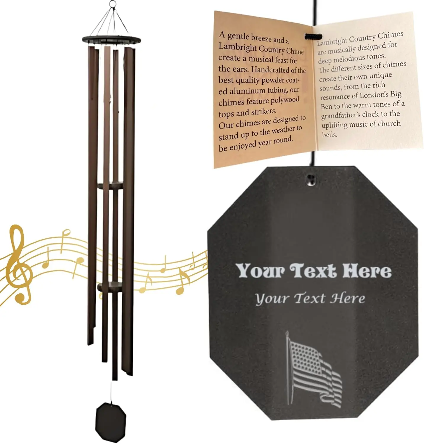 

Lambright Chimes Grandfather Clock Extra Large Personalized Wind Chime, Custom Windchimes for Memorial, Sympathy, Loss, Annivers