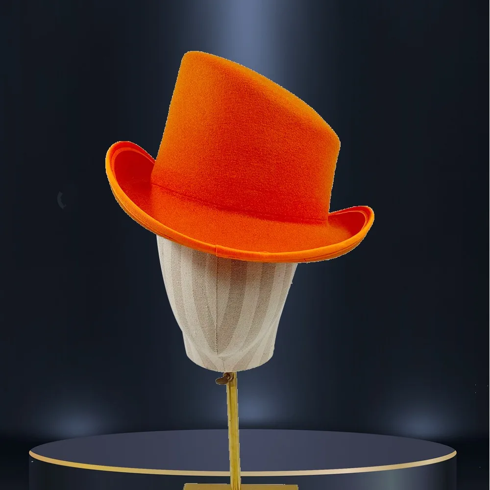 Festive Decor Angled Edge Fedora Hat British Style Bucket Hat Magic Hat Multicolor Slanted Top Bowler Jazz Hat Women