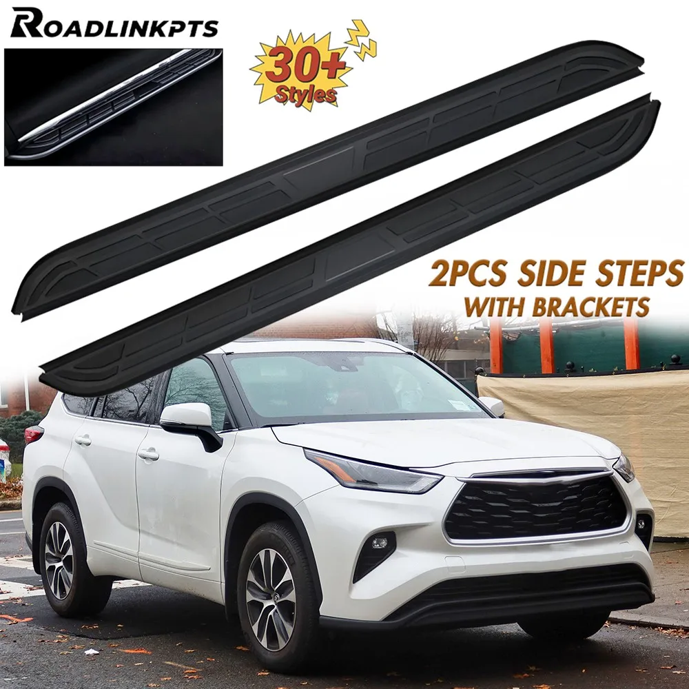 

2 шт. алюминиевые 5,1-дюймовые широкие фиксированные боковые ступеньки, подходят для Toyota Highlander Kluger 2020-2025, подножки, Nerf Bars, рельсы, пластины, педали