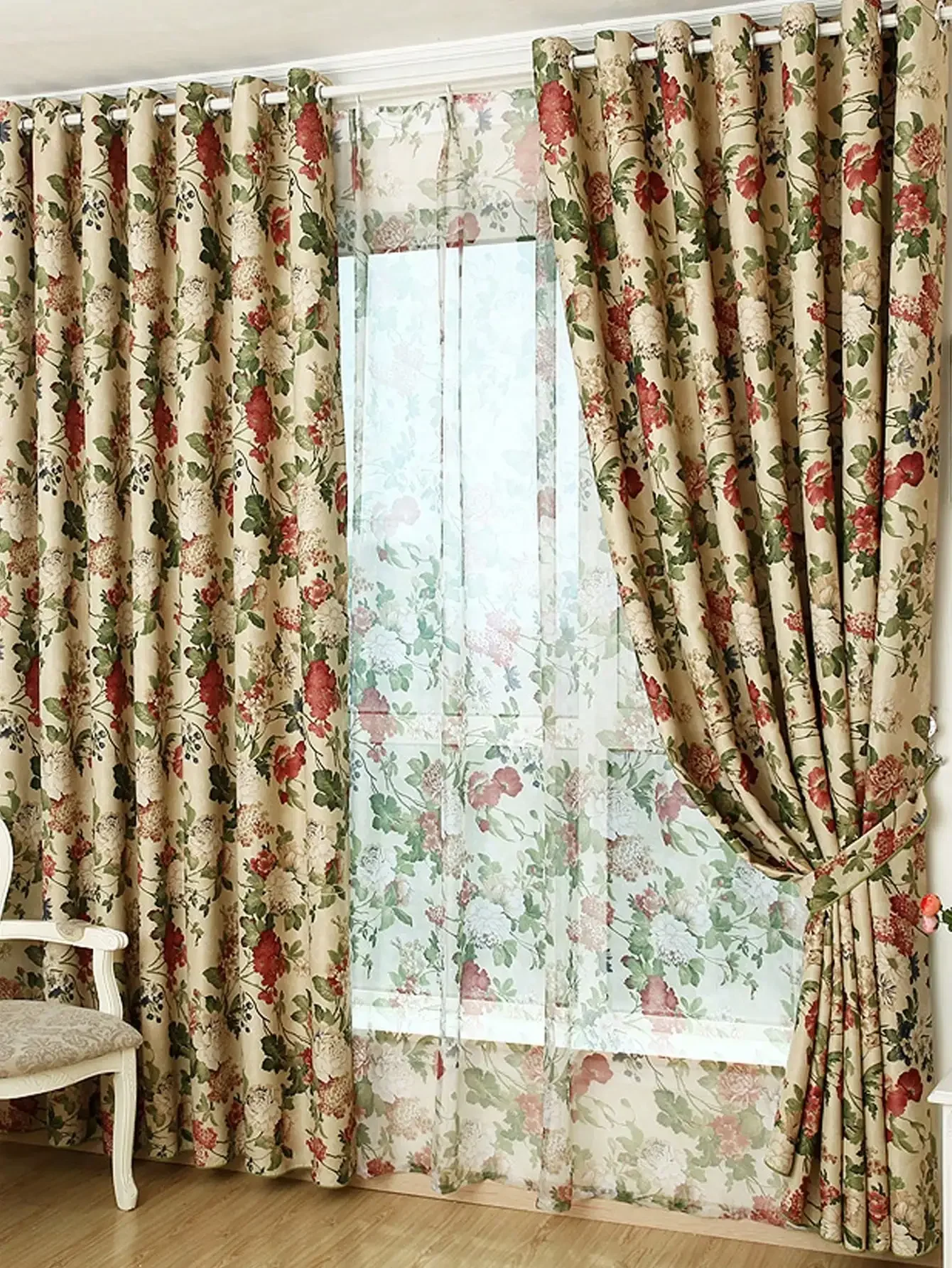 Living Room Bedroom Curtains 1PC French Modern Fashion Small Floral