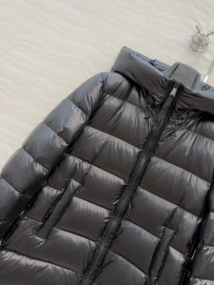 SVORYXIU شتاء 2025 نمط جديد ريترو ستايل مقنعين التعادل نمط طويل أسفل سترة المرأة الأبيض الدافئة أسفل سترة #4