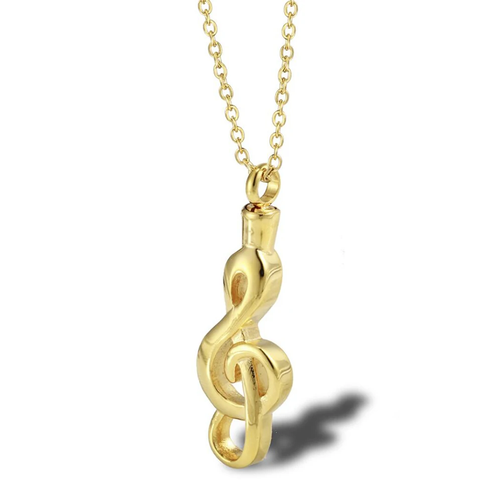 Stainless Steel Cremation Music Note Ash Urn Pendant Necklace Fashion Keepsake Jewelry Gift