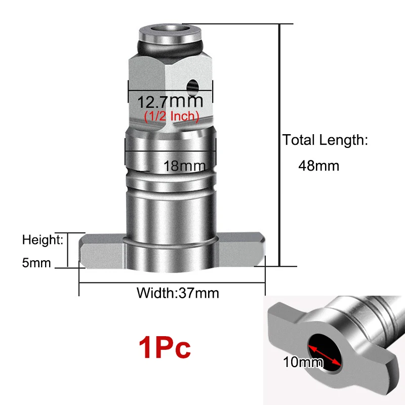 Anvil Impact Driver Socket Adapter for Air and Electric Wrench, 1/2 Square Drive to 1/4 Inch Hex Shank, 1Pc