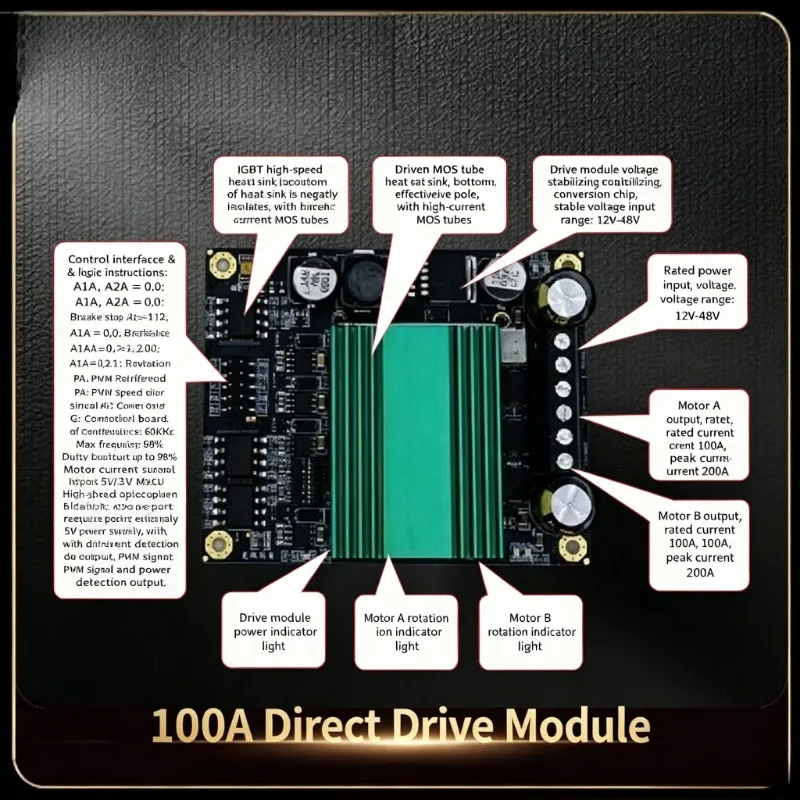 100A Dual Channel DC Motor Driver Module High Power H Bridge Optocoupler Isolation Board For Robot Mechanical Equipment Control
