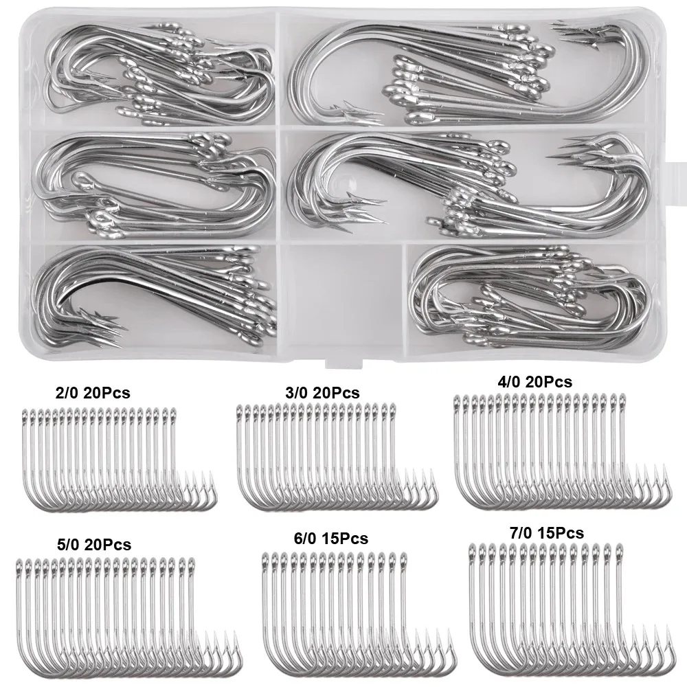 

110Pcs Saltwater Fishing Hooks Stainless Steel Extra Strong Long Shank Hooks O'Shaughnessy Forged Fishing Hook for Saltwater