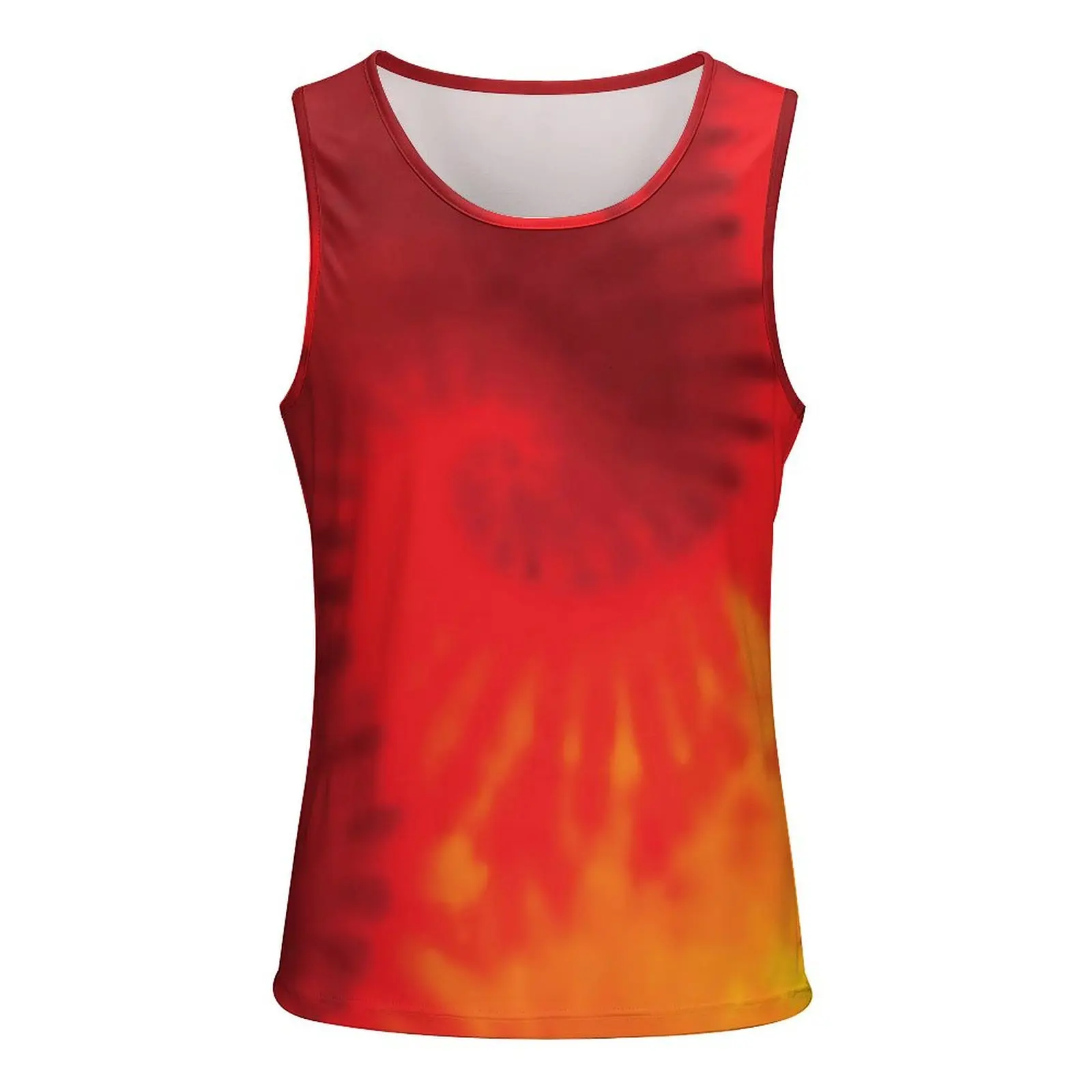 Tie Dye Tank Top Man's Yellow Orange Red Spiral Trendy Tops Beach Training Printed Sleeveless Vests Large Size 4XL 5XL