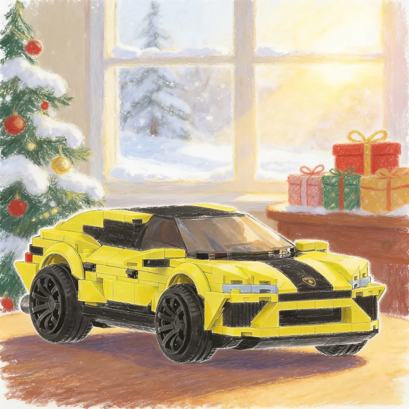 359개 MOC 시티 챔피언스 람보르기니 우루스 라임 루프 개조 모델 빌딩 장난감 블록 건축 크리스마스 선물 브릭