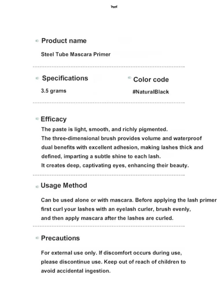 Apprêt pour cils Anti-taches, Tube en acier, imperméable, longue durée, recourbé, Mascara épais et Long, 24H, sans maquillage