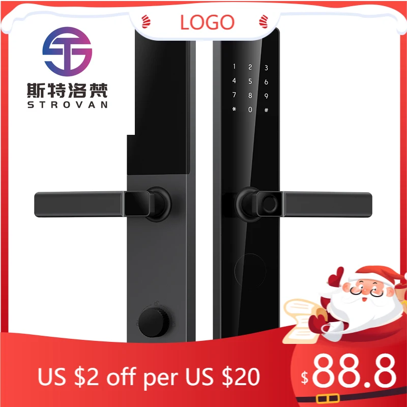 

STLF SOURCE PRICE Wooden Door Smart Lock Stainless Steel Digital Fingerprint Keyless APP Access WiFi Door Lock