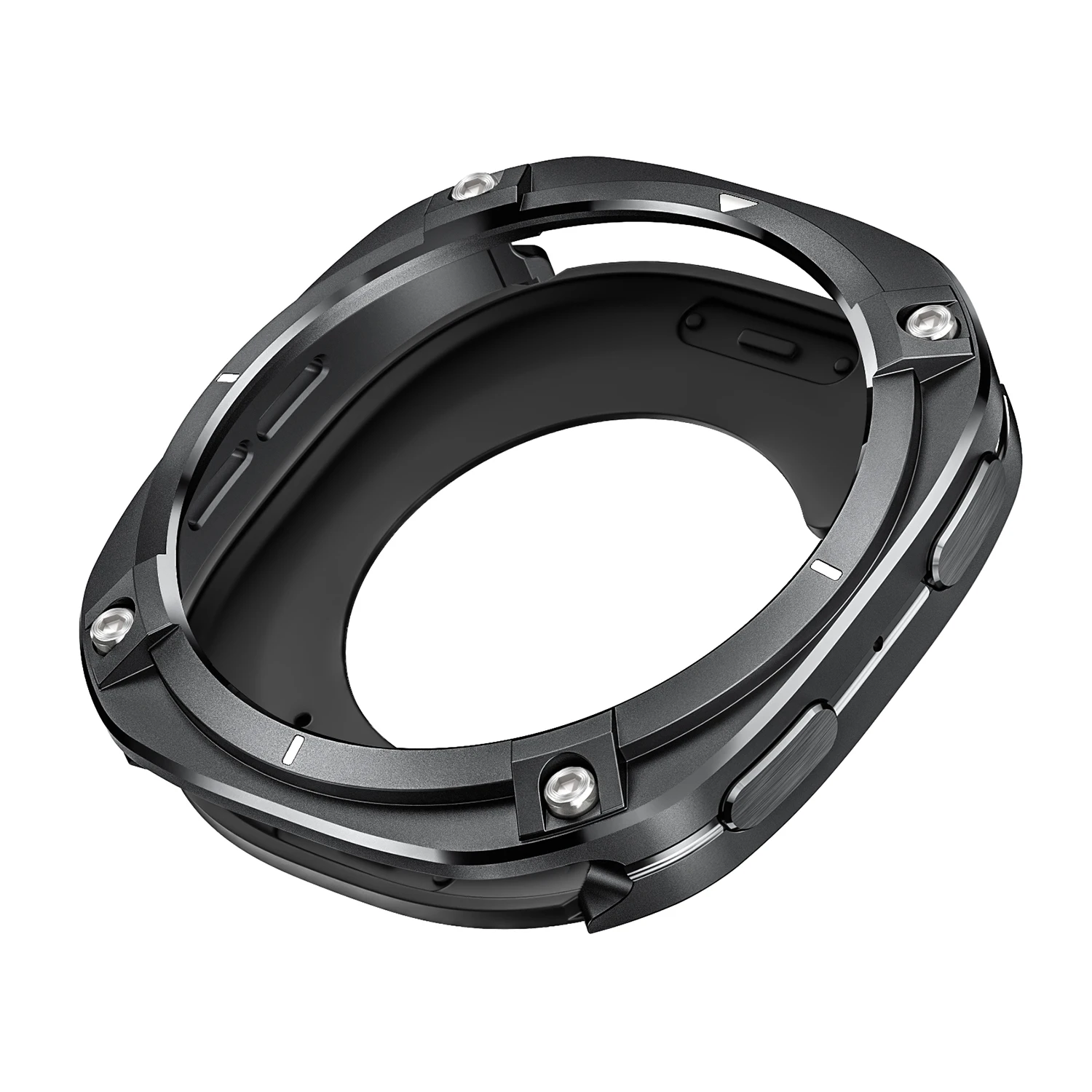 

For Samsung Galaxy Watch8 44mm Protective Case Cyber Style Metal PC Watch Cover - Black / White