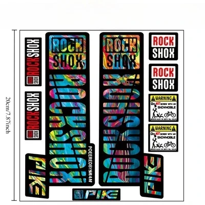 Rockshox Mountain Bike Front Fork Stickers, Graffiti Style Waterproof Anti-Scratch Decor Decals for Bicycle Modification