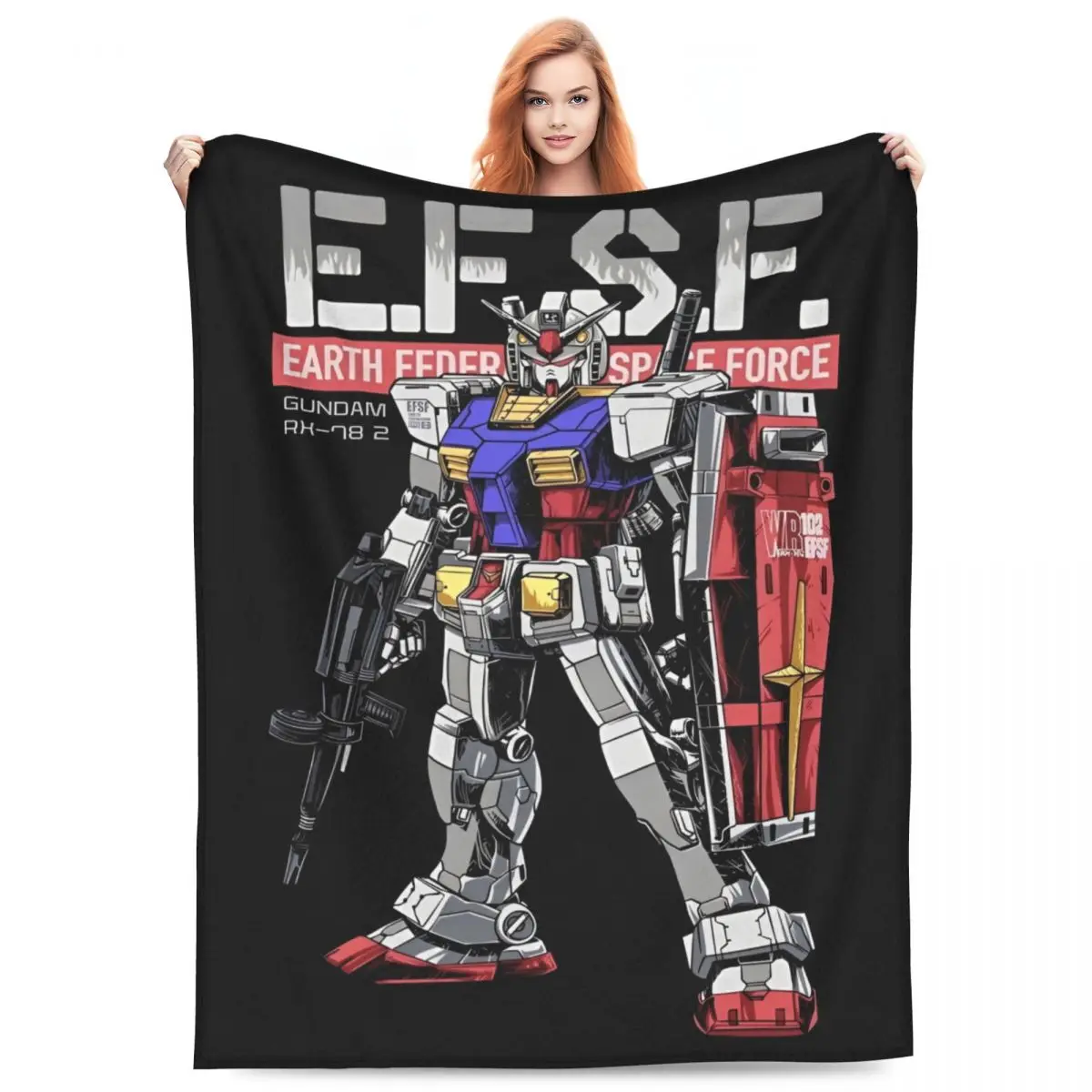 Gundam Warm Soft Blanket Robot Camping Plush Throw Blanket Comfortable Home Decor Flannel Bedspread Sofa Bed Cover