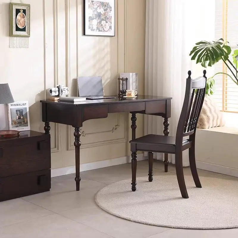 Solid wood desk bookshelf integrated household small apartment writing table study desk