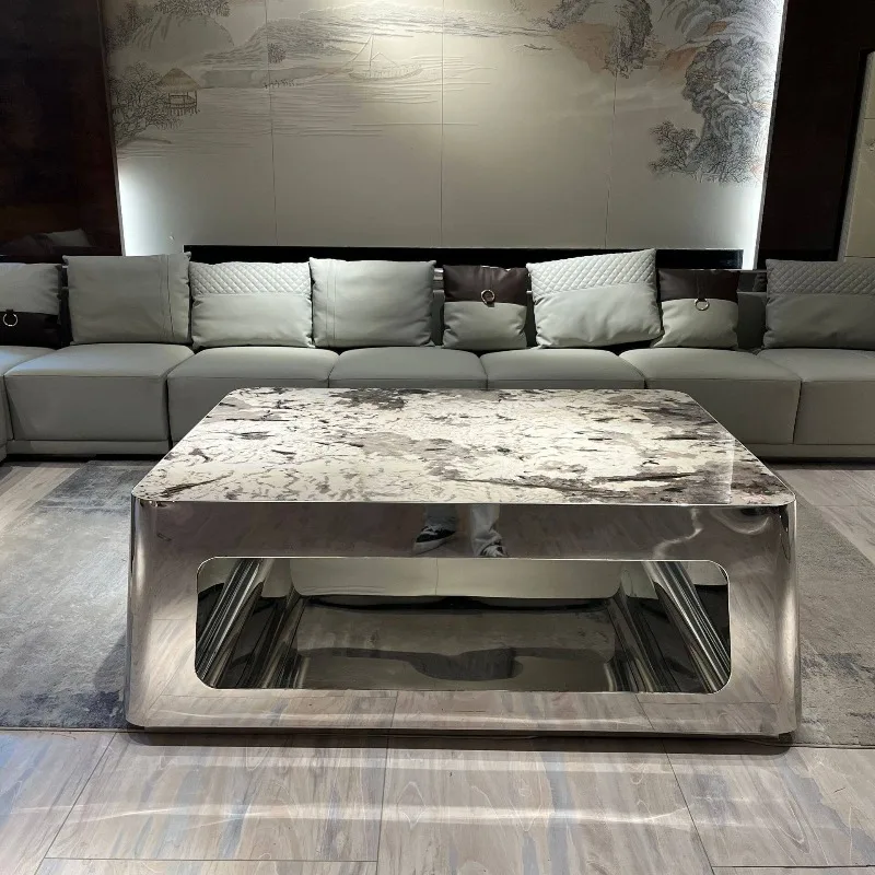 KTV coffee table luminous table rock slab stainless steel mirror hall card seat box dedicated Internet celebrity light luxury hi