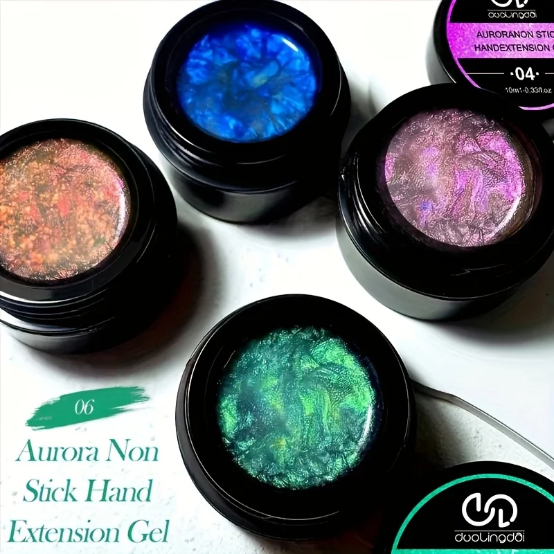 Doolingdai 10ml Aurora Non-Stick Solid Extension Nail Gel 6Colors Set Carving 3D Effect UV LED Hard Gel Rhinestone Glue Manicure view 4