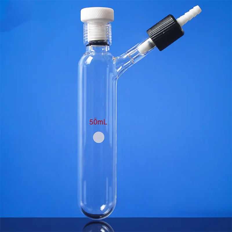 Katup ventilasi tabung tebal tahan tekanan PTFE botol tahan tekanan dengan tutup ulir 15/25/35/50/100ml