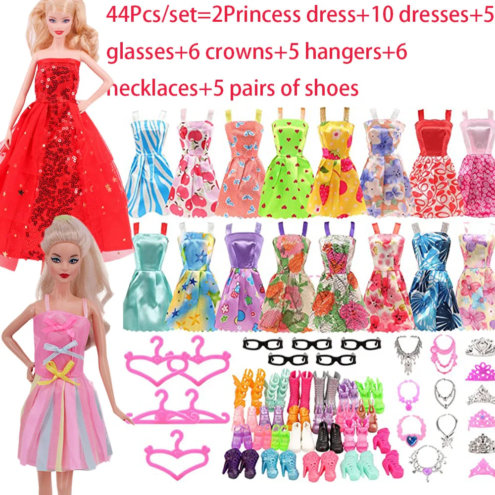 Accessori per bambole da 30 cm Abito da principessa multiplo Accessori quotidiani Grucce Scarpe Collane Occhiali per ragazza regalo festival da 11,8 pollici