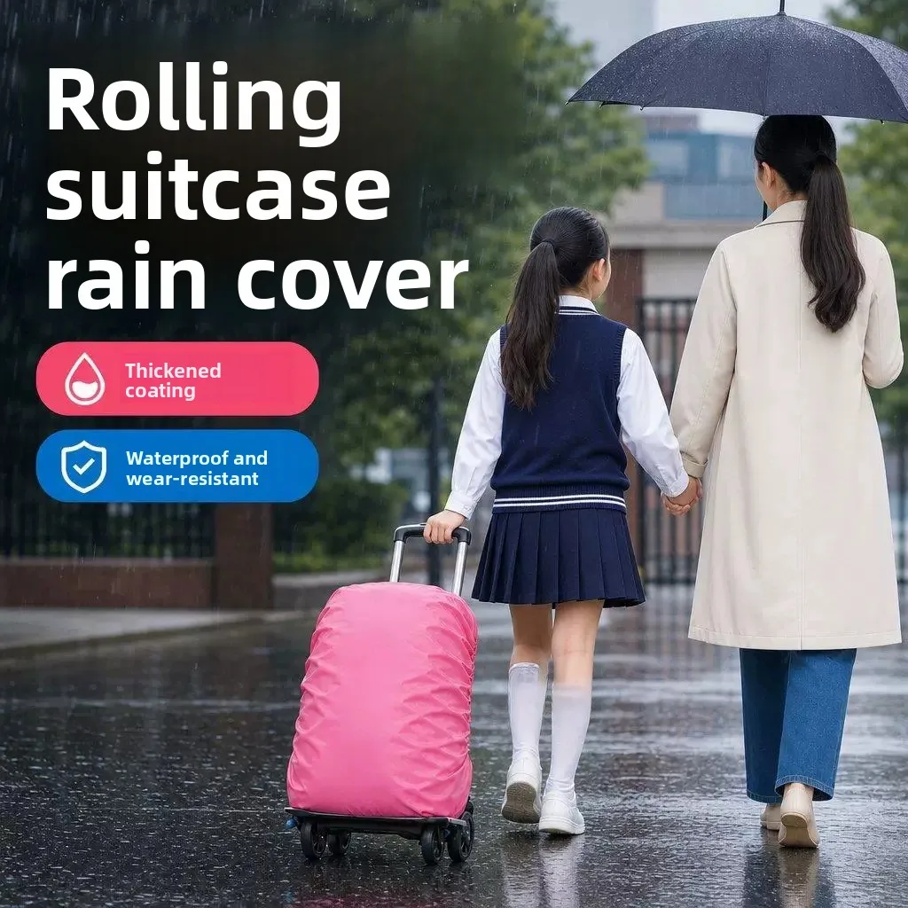 防水屋外スクールバッグカバー-ポータブルプルロッド付き-小学生向け雨よけ防塵保護シェル