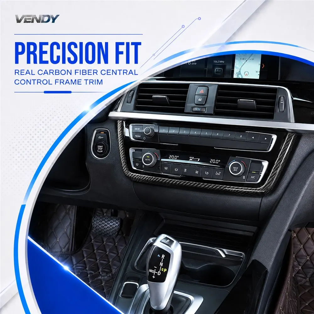 Real Carbon Fiber For BMW 3 4 Series F30 F33 F35 F36 M3 M4 2014-19 Central Control U-shaped Frame Trim Car Interior Accessories