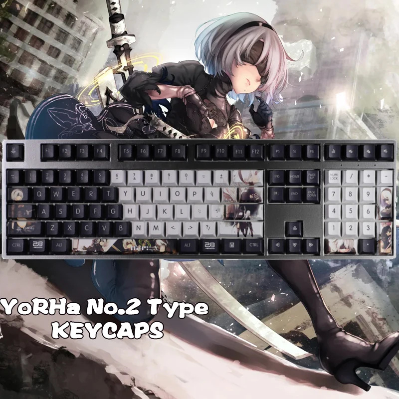 

Nier:automata 2B Keycaps Mechanical Keyboard Decoration PBT 108Keys Keyboard Accessories Yorha No.2 Type B Anime Keycaps