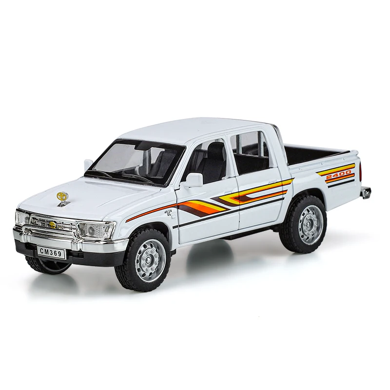 1:32 TOYOTA Hilux Pickup Truck Speelgoed Auto Model Diecast Legering Voertuig Miniatuur Trek Geluid & Licht Collectie Gift Kinderen