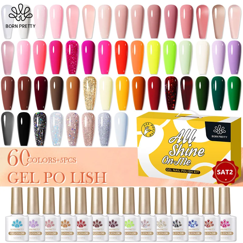 

BORN PRETTY 65PCS 10ml Gel Nail Polish Set Gorgeous Enamel Vernish For Nail Art Design Semi Permanent Soak Off UV Base Top Coat