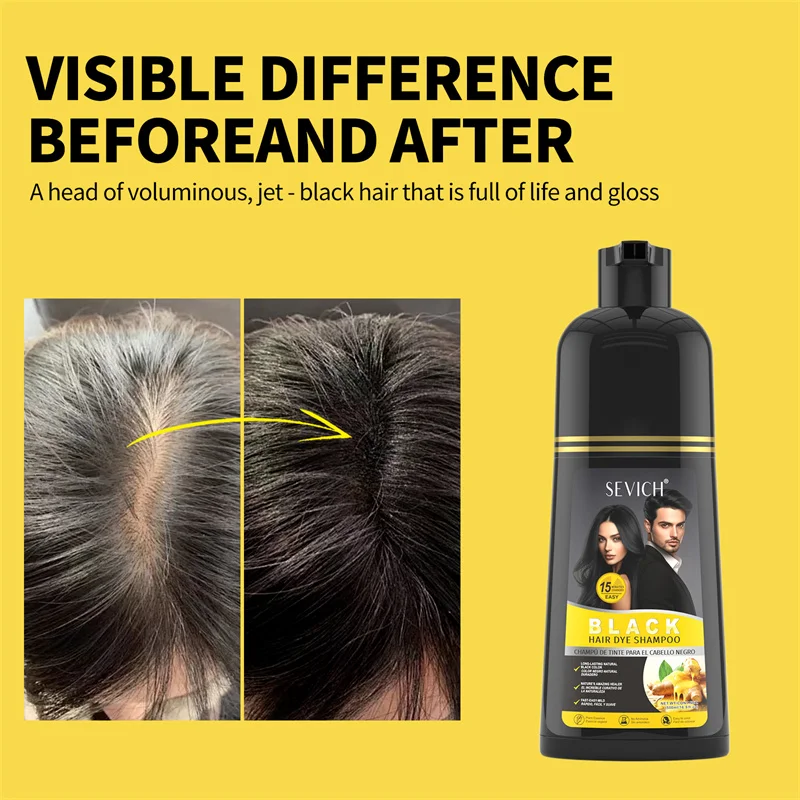 Hair Dye Shampoo Black Hair Coloring Shampoo Natural Herbal Ginseng Hair Repair Shampoo Instant Cover Grey White Hair Dyed Black