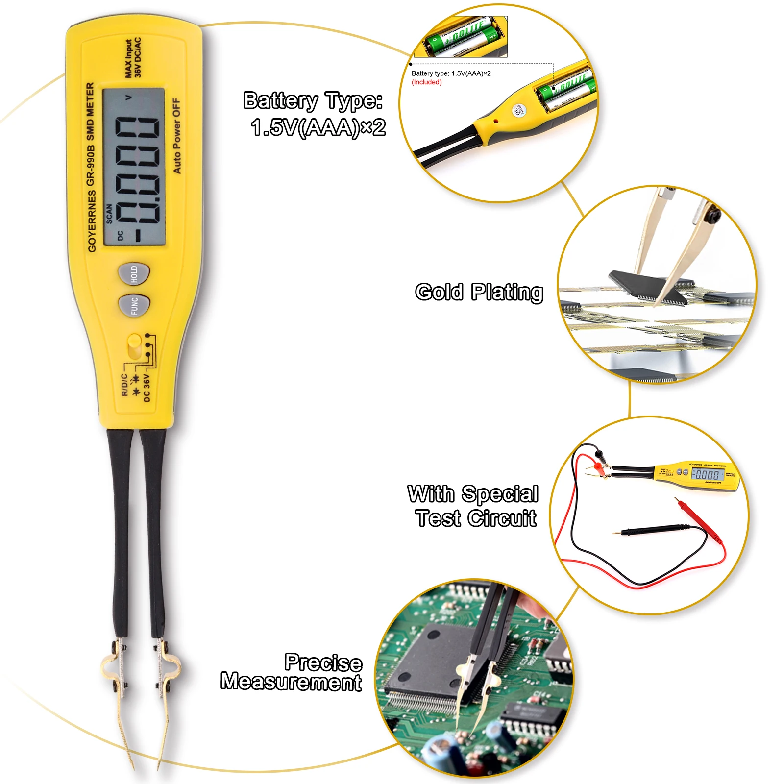 Пинцет SMD, модернизированный мультиметр с счетчиком 4000 для испытаний сопротивления/емкости/диода/содержания с автоматическим диапазоном