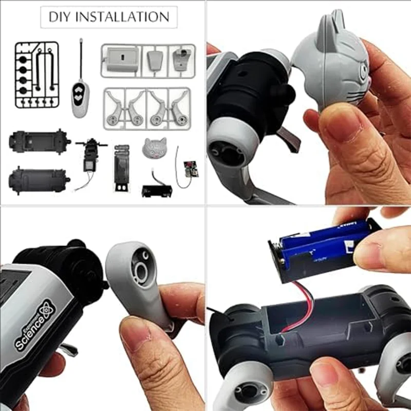 Robot Anak-anak Mainan Anjing Mekanis Remote Control Pengajaran Sains DIY Model Perakitan Mainan Set Listrik untuk Hadiah Anak Laki-laki