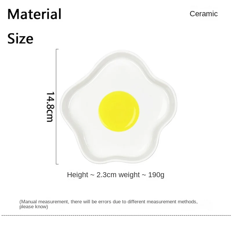 Creative Cute Fried Eggs Plate Hand Drawn Ceramic Plate Home Decorative Tray Korean Pretty Dish Breakfast Snacks Desserts Plates