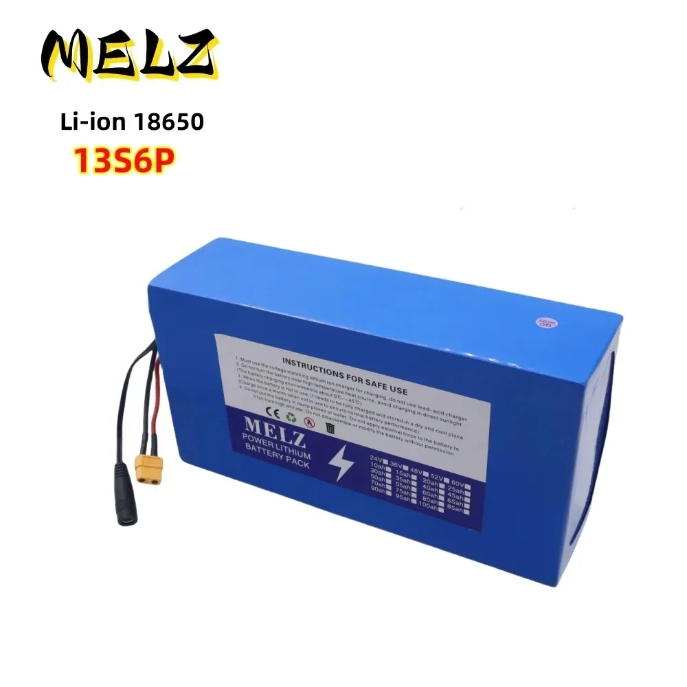 

New 20ah 13s6p 48V large capacity 18650 lithium-ion battery pack 20ah suitable for 250W-2000W (built-in BMS+54.6V 2A charger)