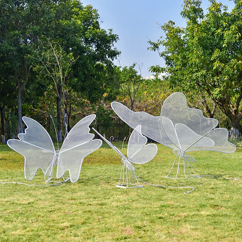 

Outdoor stainless steel wrought iron hollow butterfly sculpture park forest community lawn luminous decoration metal insect