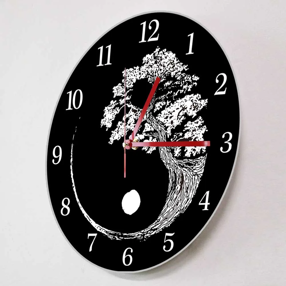 Tree Of Life Yin Yang Modern Design Wall Clock Bonsai Tree Home İnterior Decor Timepieces Hanging Wall Watch Housewarming Gift