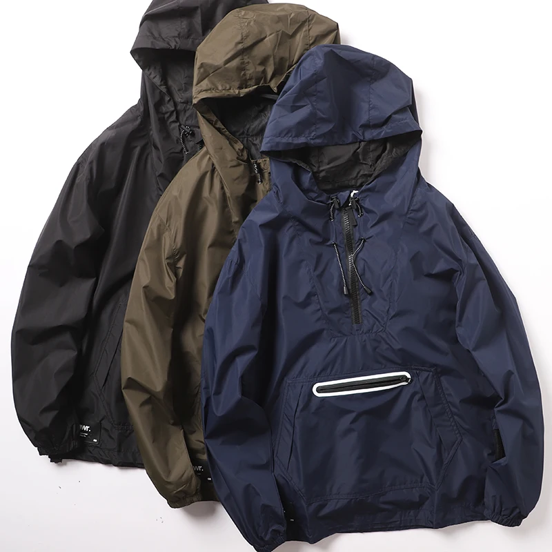 

Мужская куртка свободного кроя, водонепроницаемая, спортивная, на молнии, с капюшоном, ветрозащитная, повседневная верхняя одежда для осеннего сезона, с длинными рукавами, молодежная