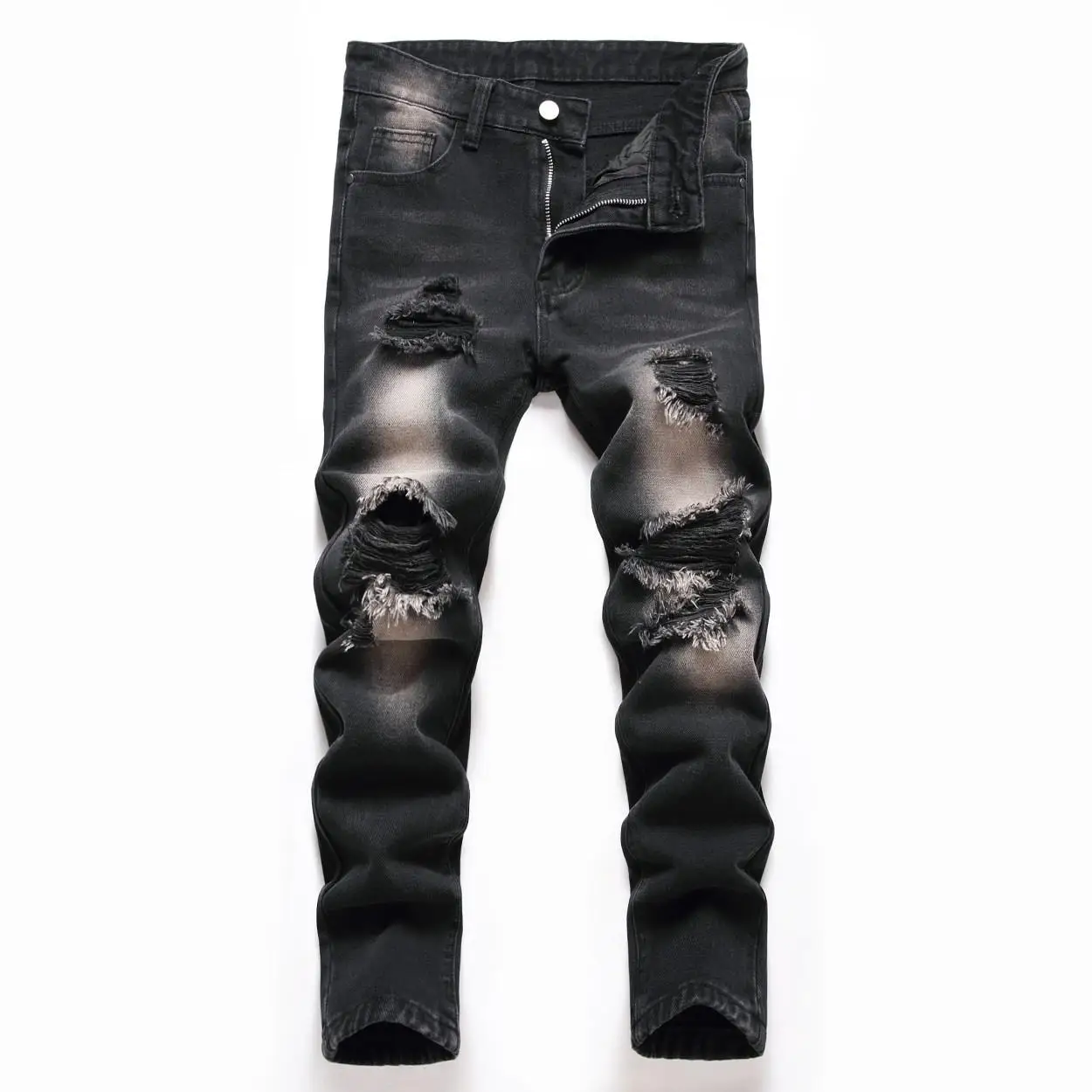 

Джинсы прямого кроя Bla Non Stretch Ripped для детей, средняя посадка, хлопок, молодежные брюки прямого кроя, летние джинсы