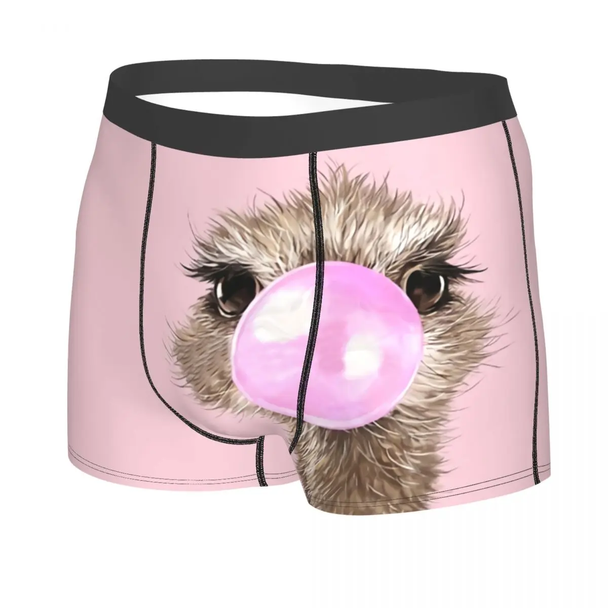 Sneaky Ostrich Bubble Gum Man's Boxer Briefs Underwear Animal Highly Breathable High Quality Sexy Shorts Gift Idea