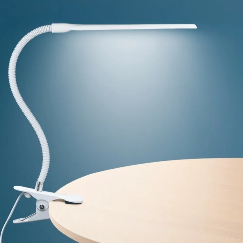 

Портативная светодиодная настольная лампа с защитой для глаз, белая/черная, на прищепке, с питанием от USB, для дома и офиса