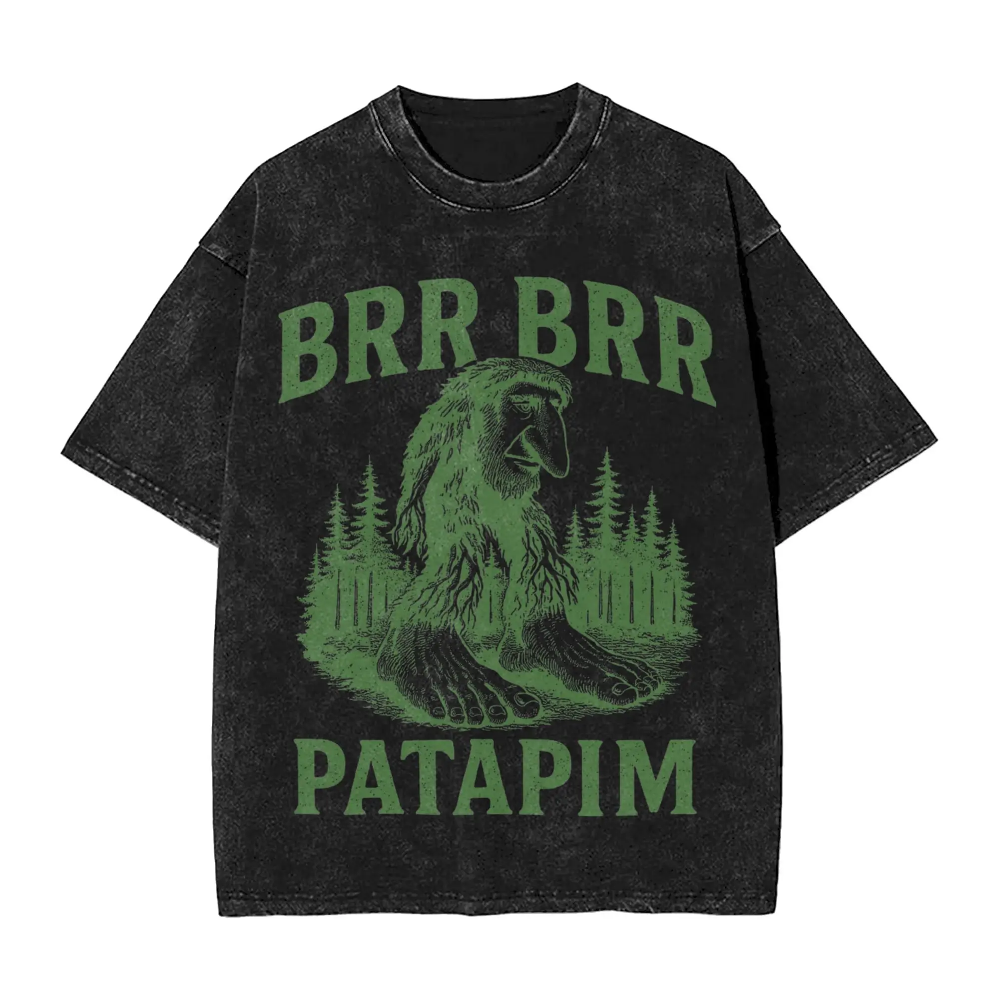 

Patapim The Brr Brr Forest Troll Italian Brainrot T Shirt Hip Hop Washed High Street T-Shirt Vintage Men Women Streetwear Tees