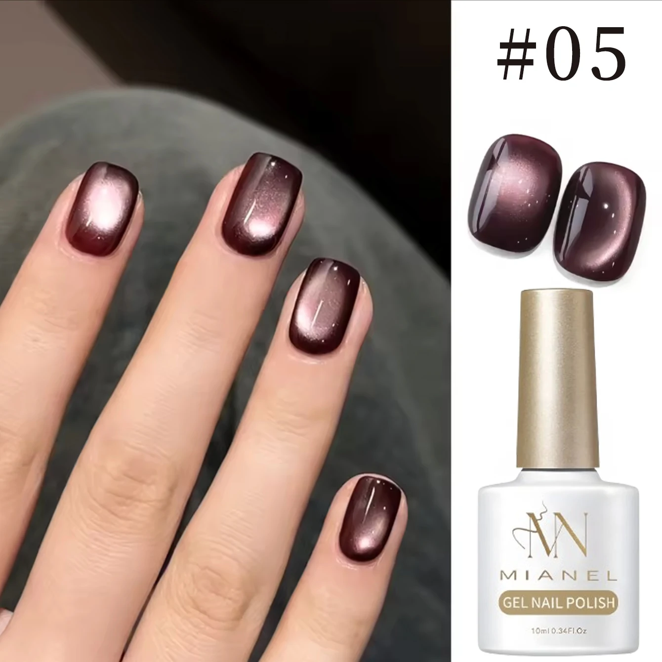 MIANEL 10 ml Luxus Kaffee Cat Eye Gel Nagellack Set Braun High Density Nail Art für Weihnachten Nägel Licht reflektierend
