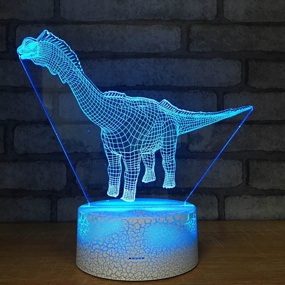 

Dino Crack Base Night Light Colorful Touch Led 3d Lamp Lovely Cartoon Children's Toys 7 Color Change 3d Light Fixtures