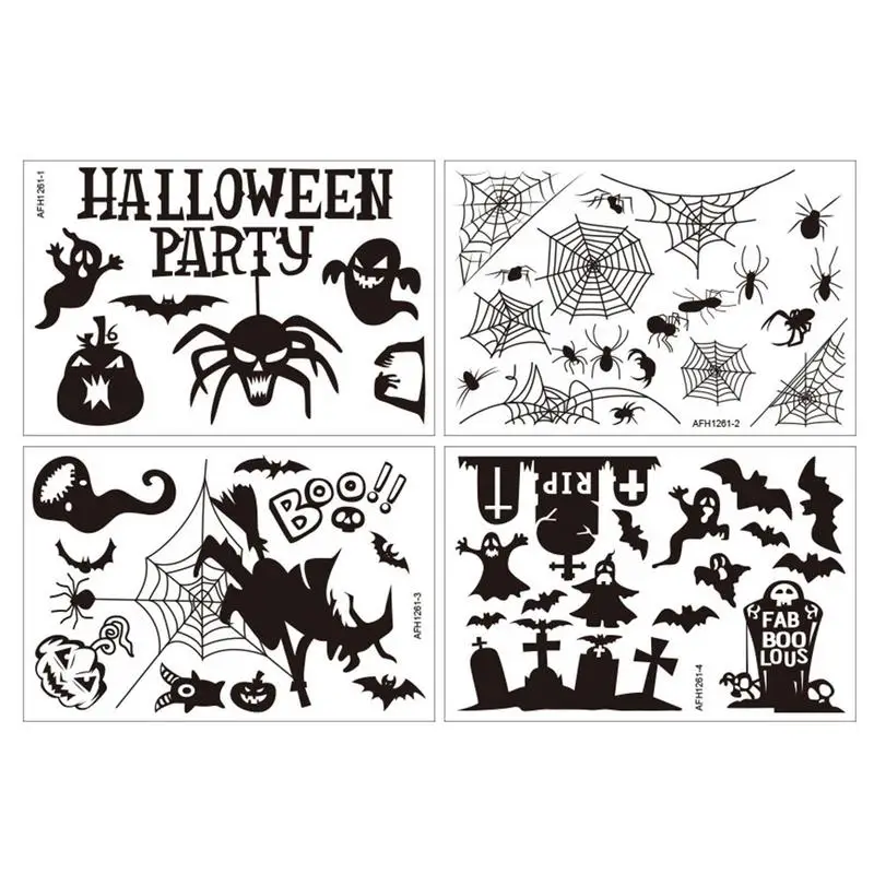 Halloween Spider Sticker Decals Black PVC Bat Clings Decals For Window Wall Home Decals Spider Decorations Party Favor For Witch